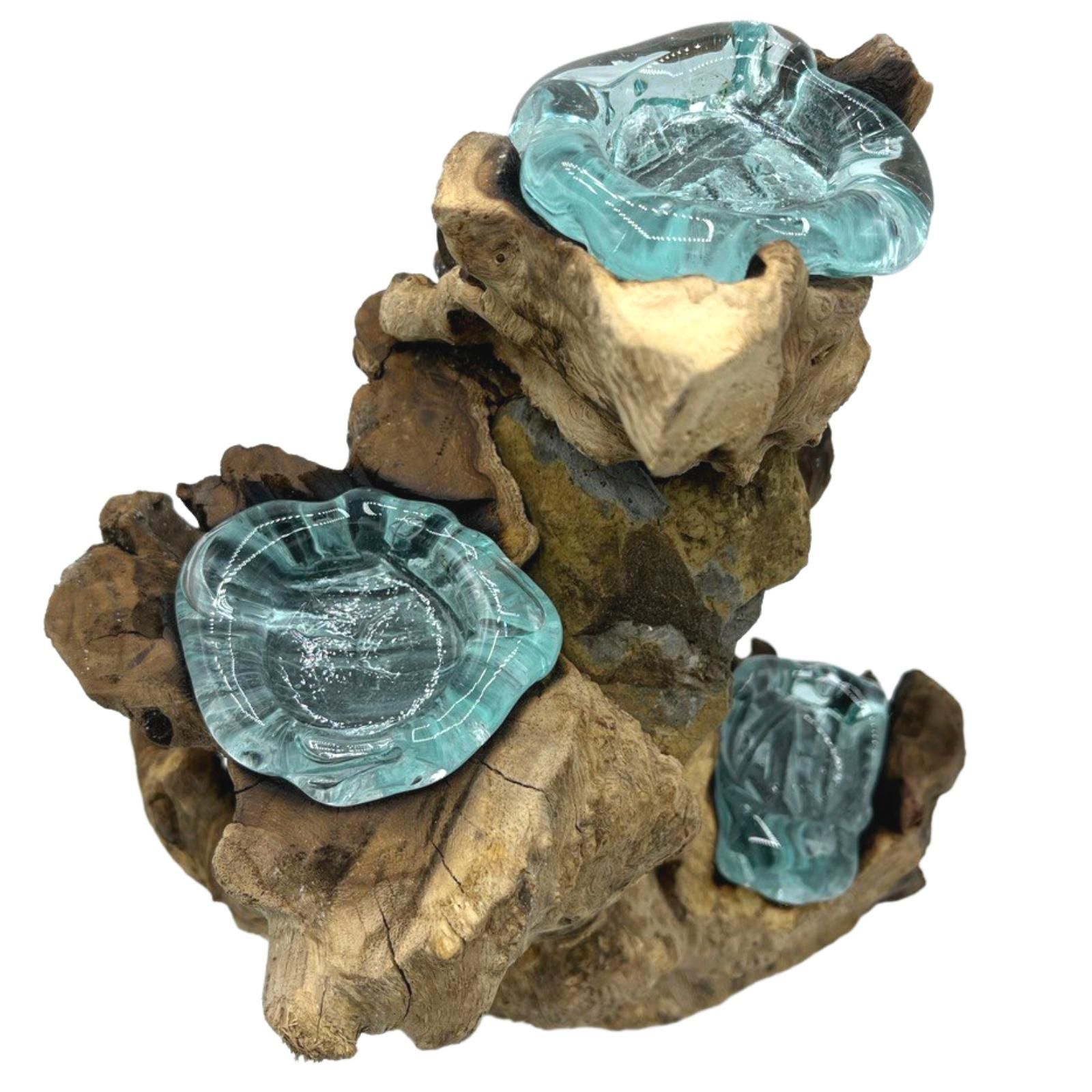 Molton Glass Triple Candle Holder on Wood - Image 5