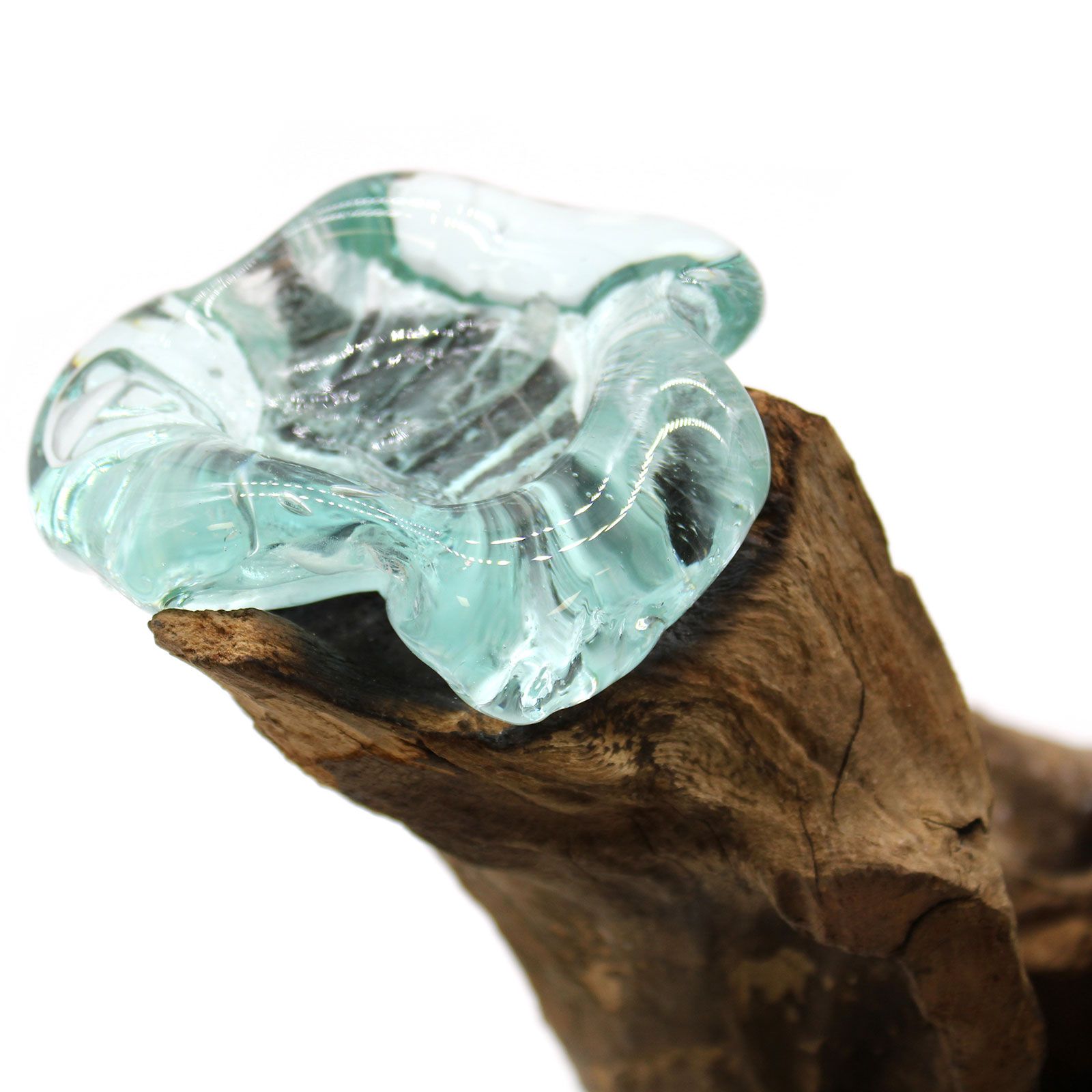 Molton Glass Triple Candle Holder on Wood - Image 6