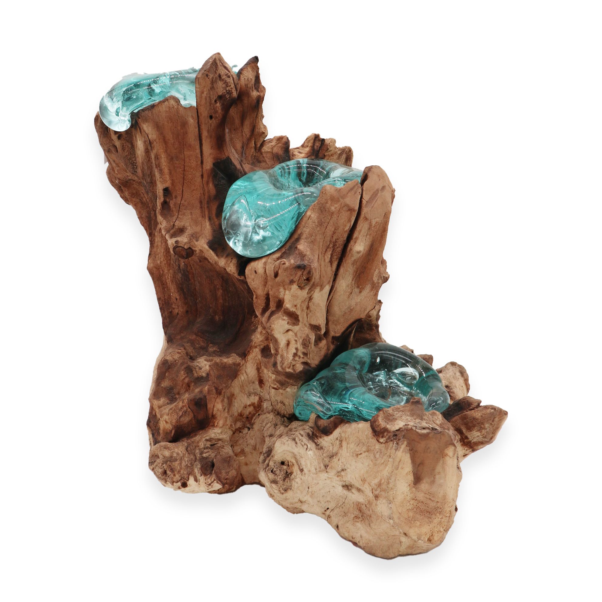 Molton Glass Triple Candle Holder on Wood - Image 8