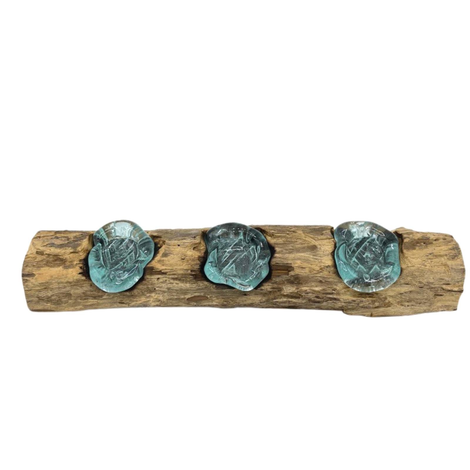 Molton Glass Flat Triple Candle Holder on Wood - Image 5