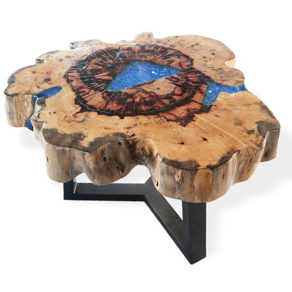 Tamarind and Resin Coffee Table - Sky Blue - Image 2