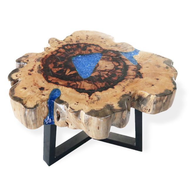 Tamarind and Resin Coffee Table - Sky Blue - Image 4