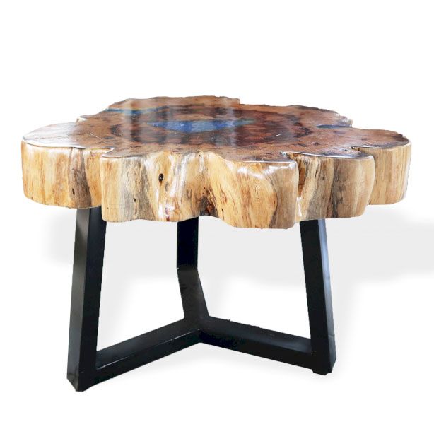 Tamarind and Resin Coffee Table - Sky Blue - Image 3