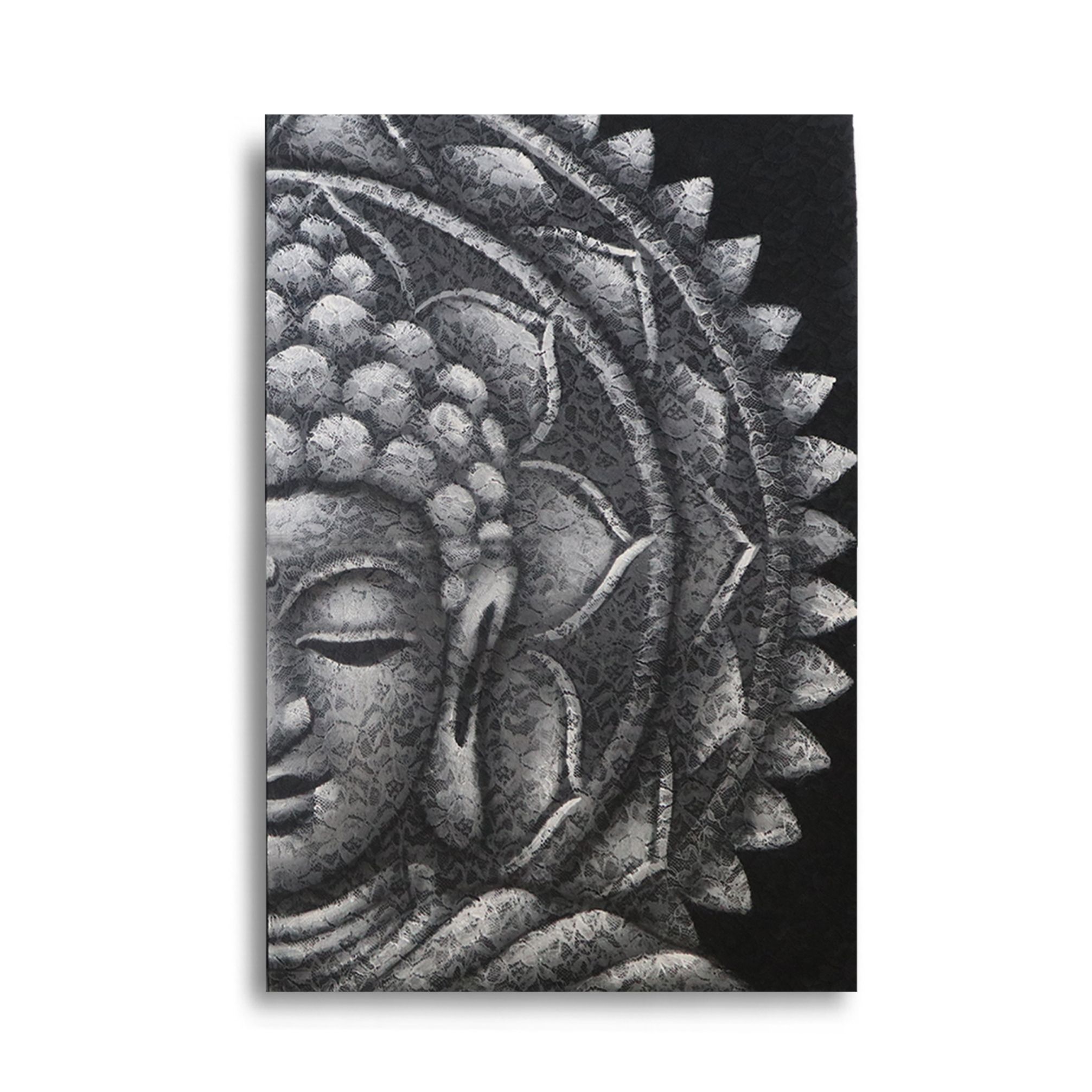 Grey Half Buddha Mandala 60x80cm - Image 2