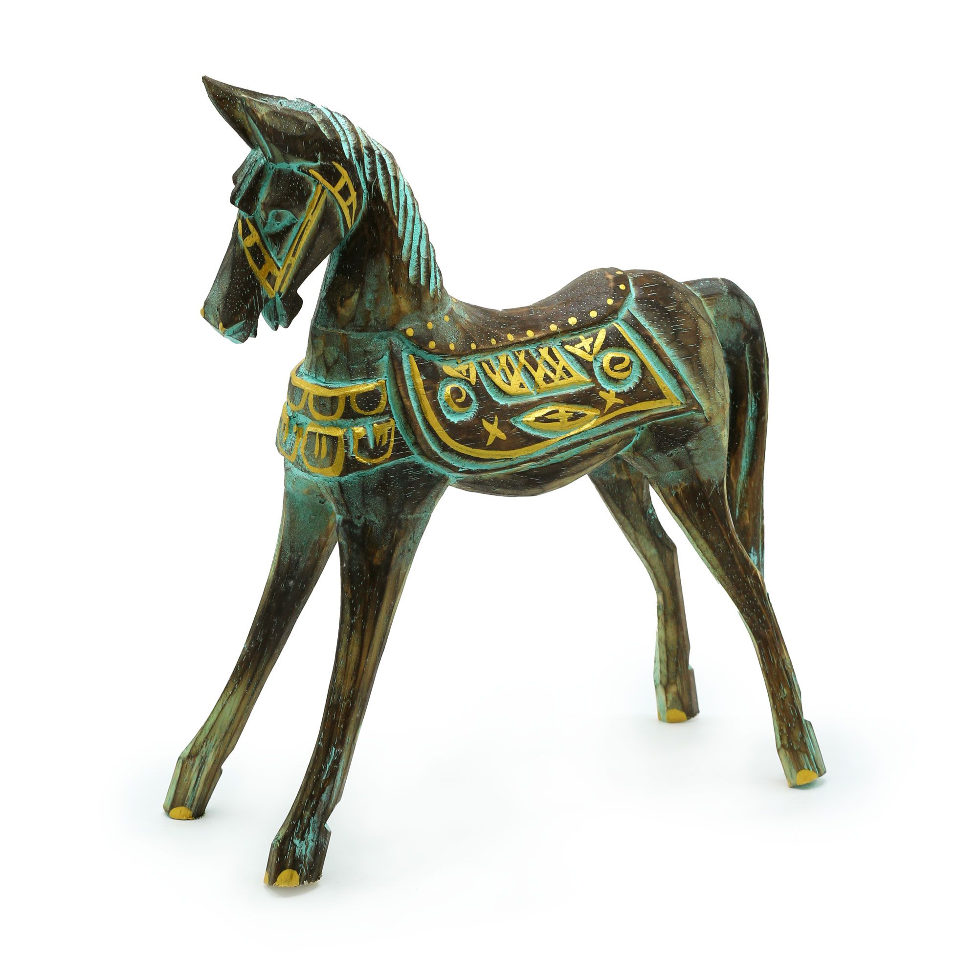Large Gold & Turquoise Horse - Image 2