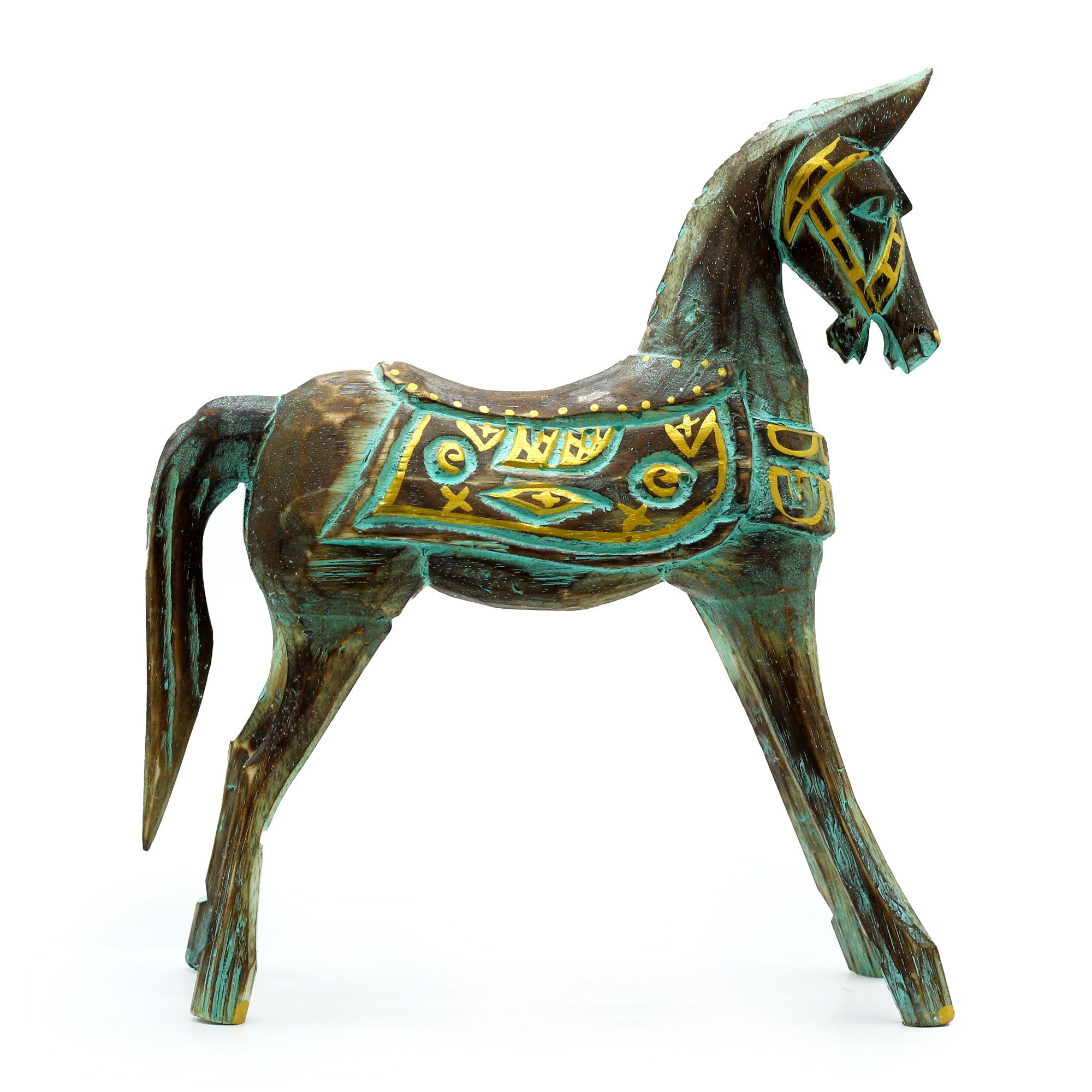 Large Gold & Turquoise Horse - Image 3