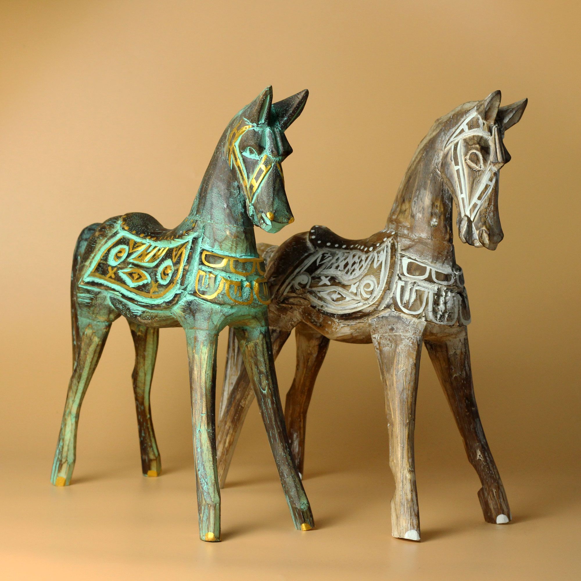 Large Gold & Turquoise Horse - Image 4