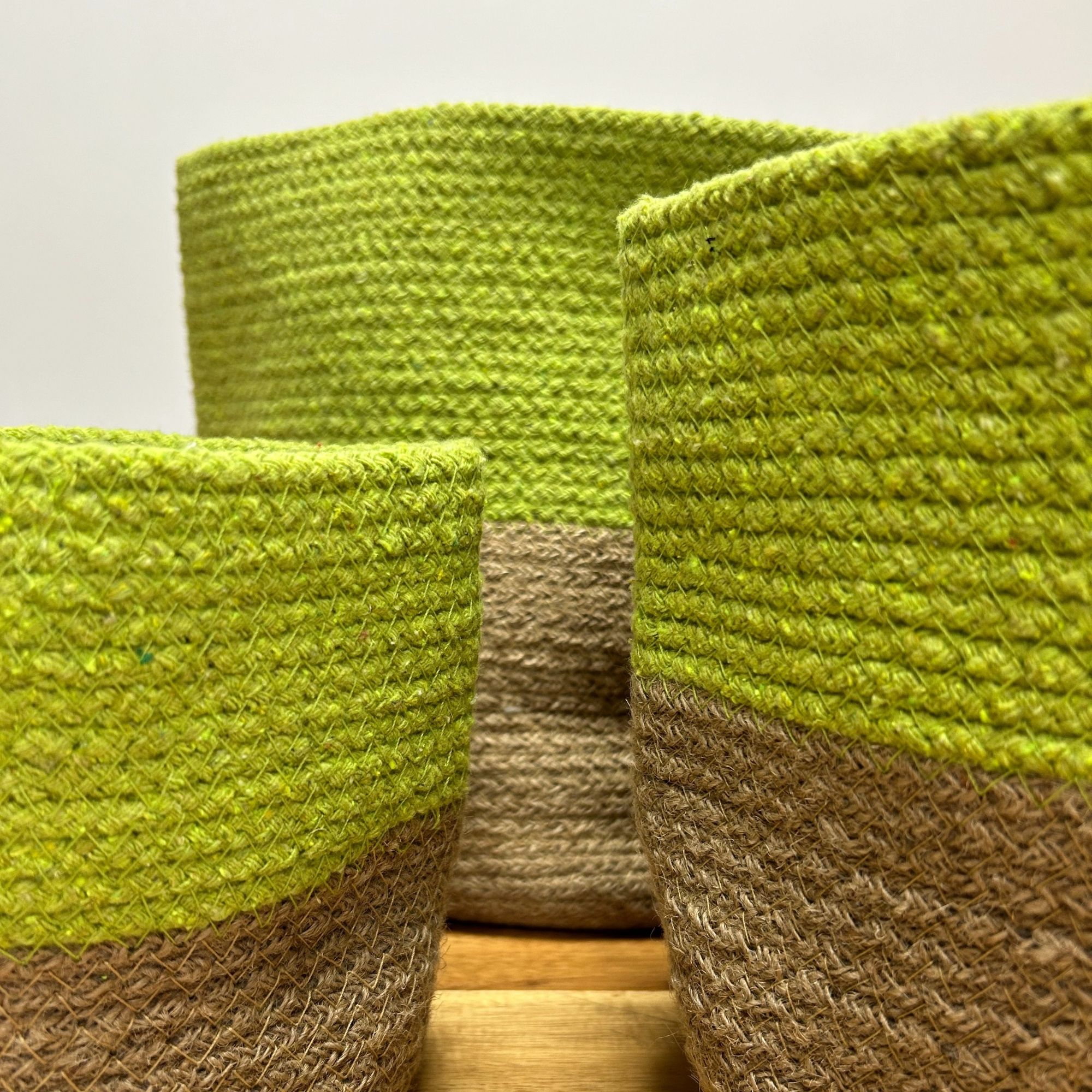 Set of 3 Cotton Rope Storage Baskets - Pistachio - Image 4