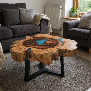 Tamarind and Resin Coffee Table - Aqua