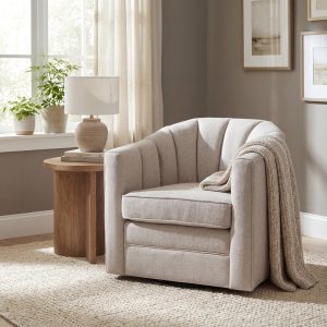 Lily Swivel Chair In Oatmeal Twill