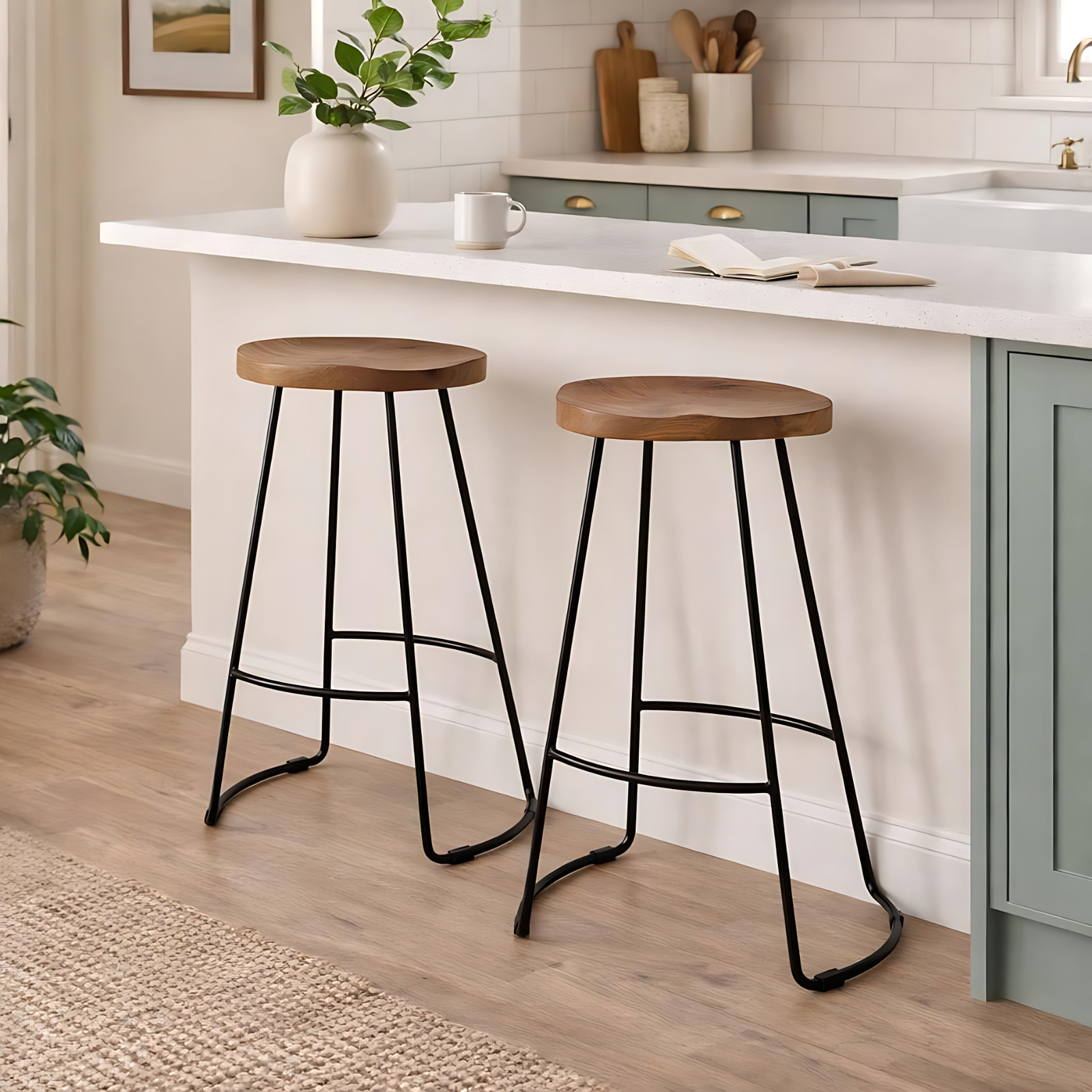 Franklin Hardwood Shaped Bar Stool