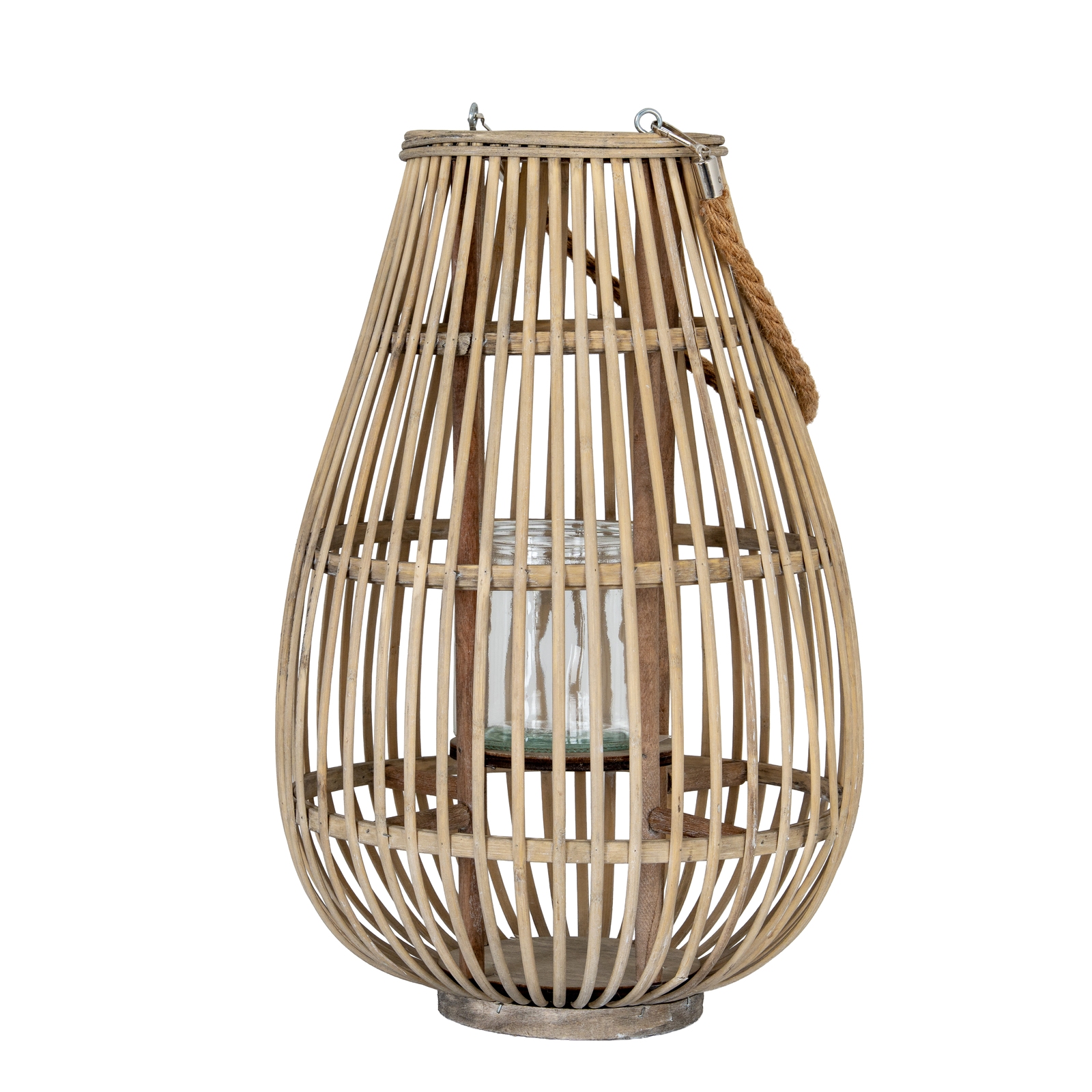 Large Ellipse Wicker Lantern With Glass Holder