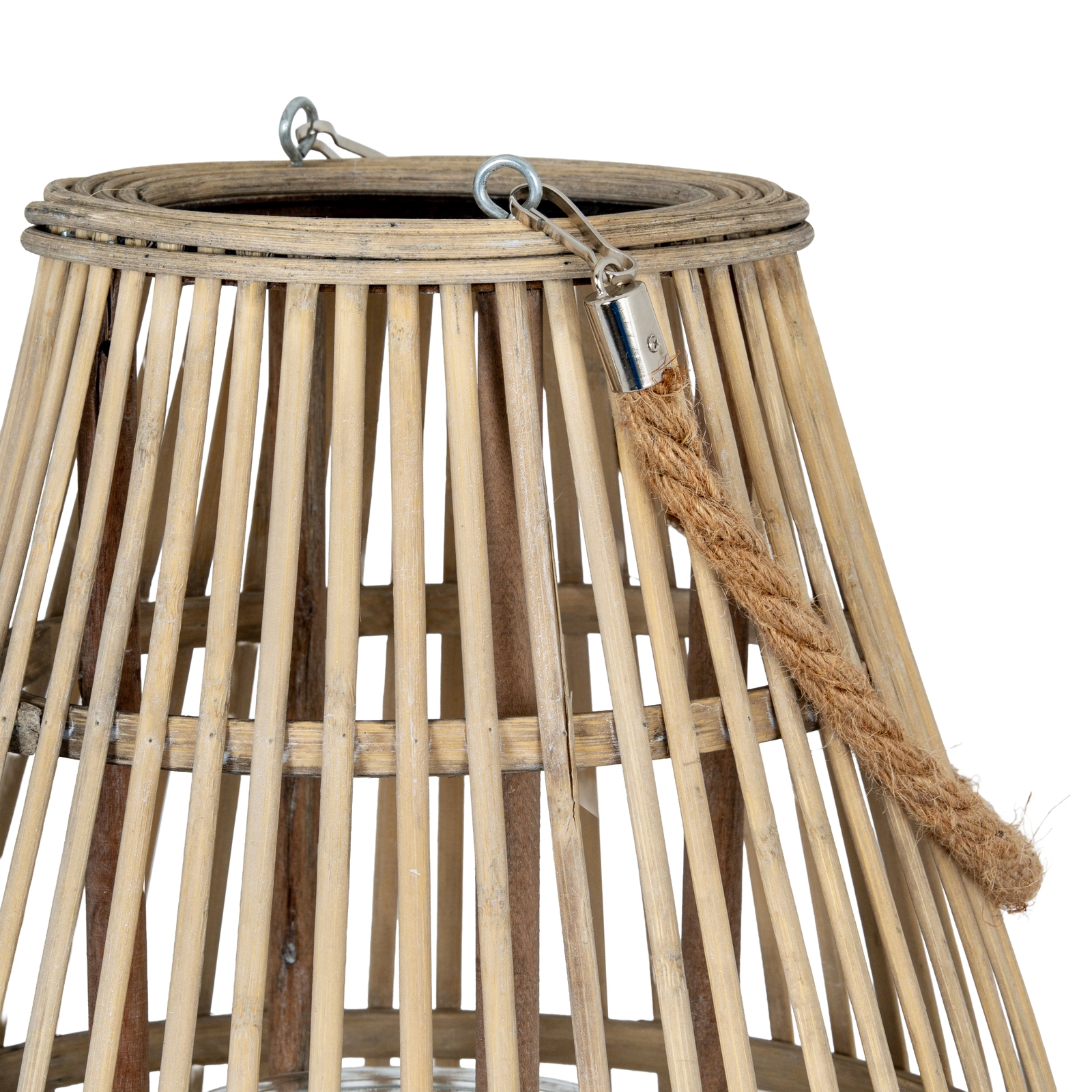 Large Ellipse Wicker Lantern With Glass Holder - Image 4