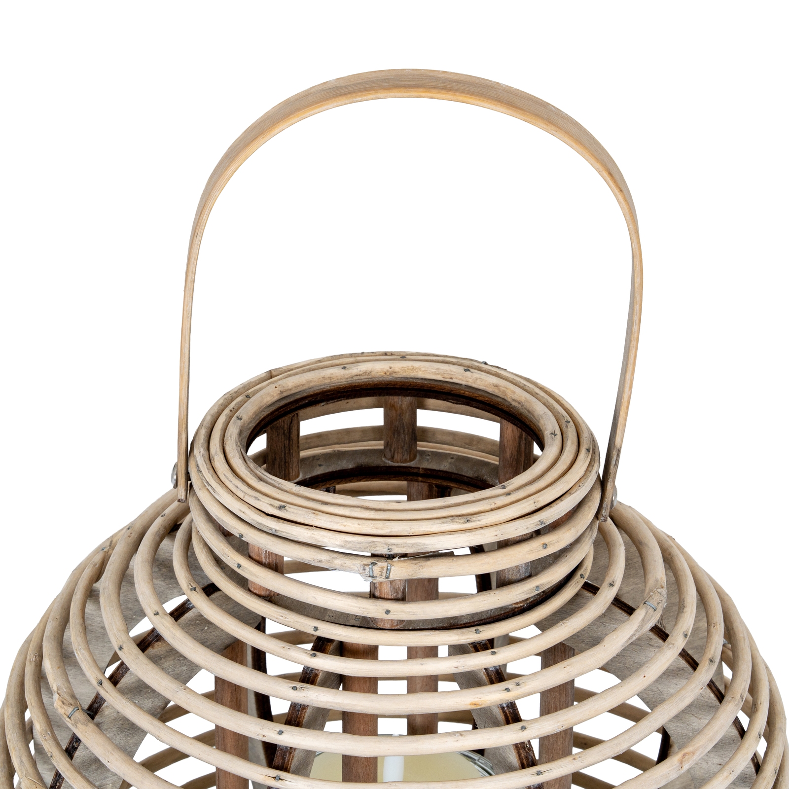 Large Round Willow Lantern With Glass Holder - Image 3
