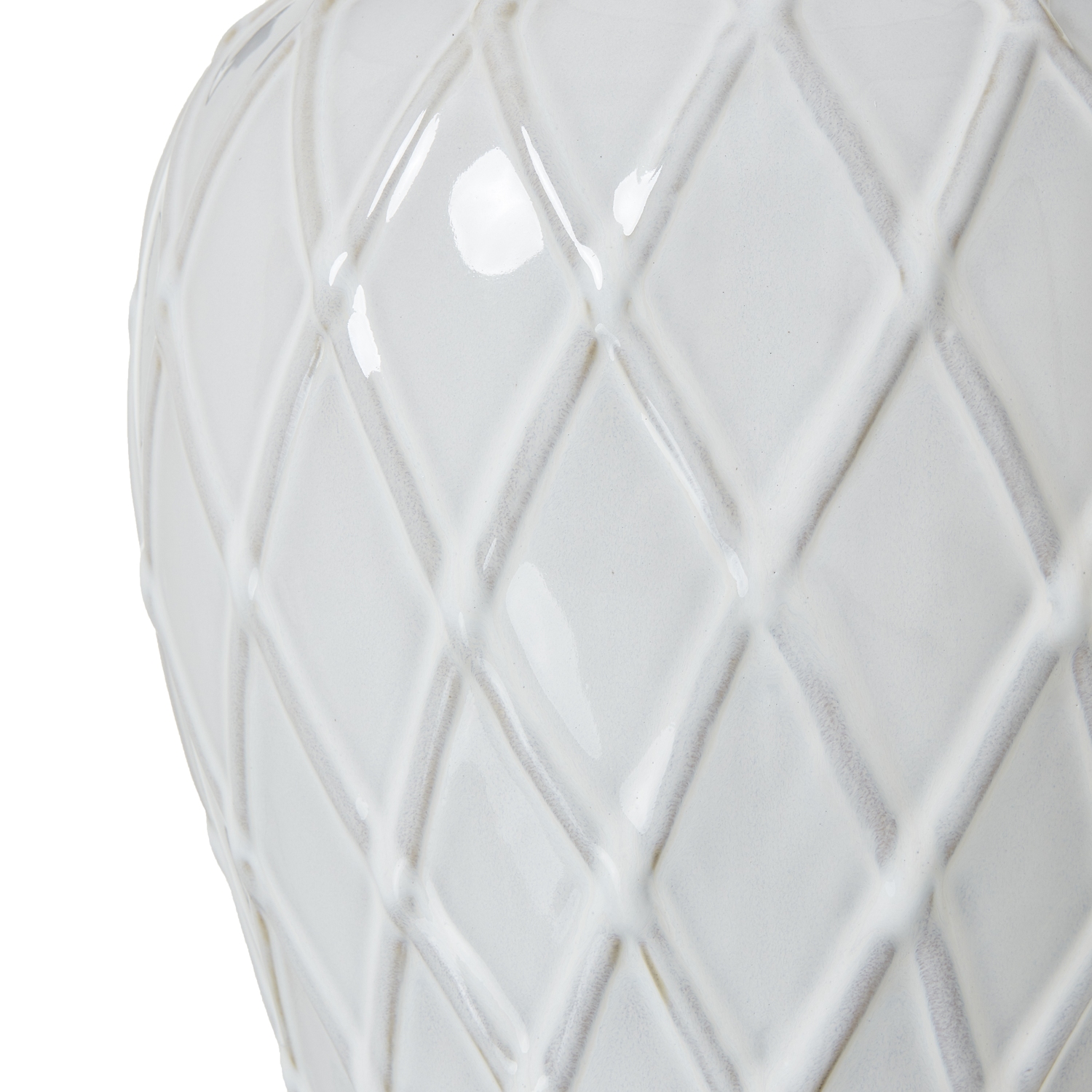 White Ceramic Ginger Jar Lamp With Linen Shade - Image 3