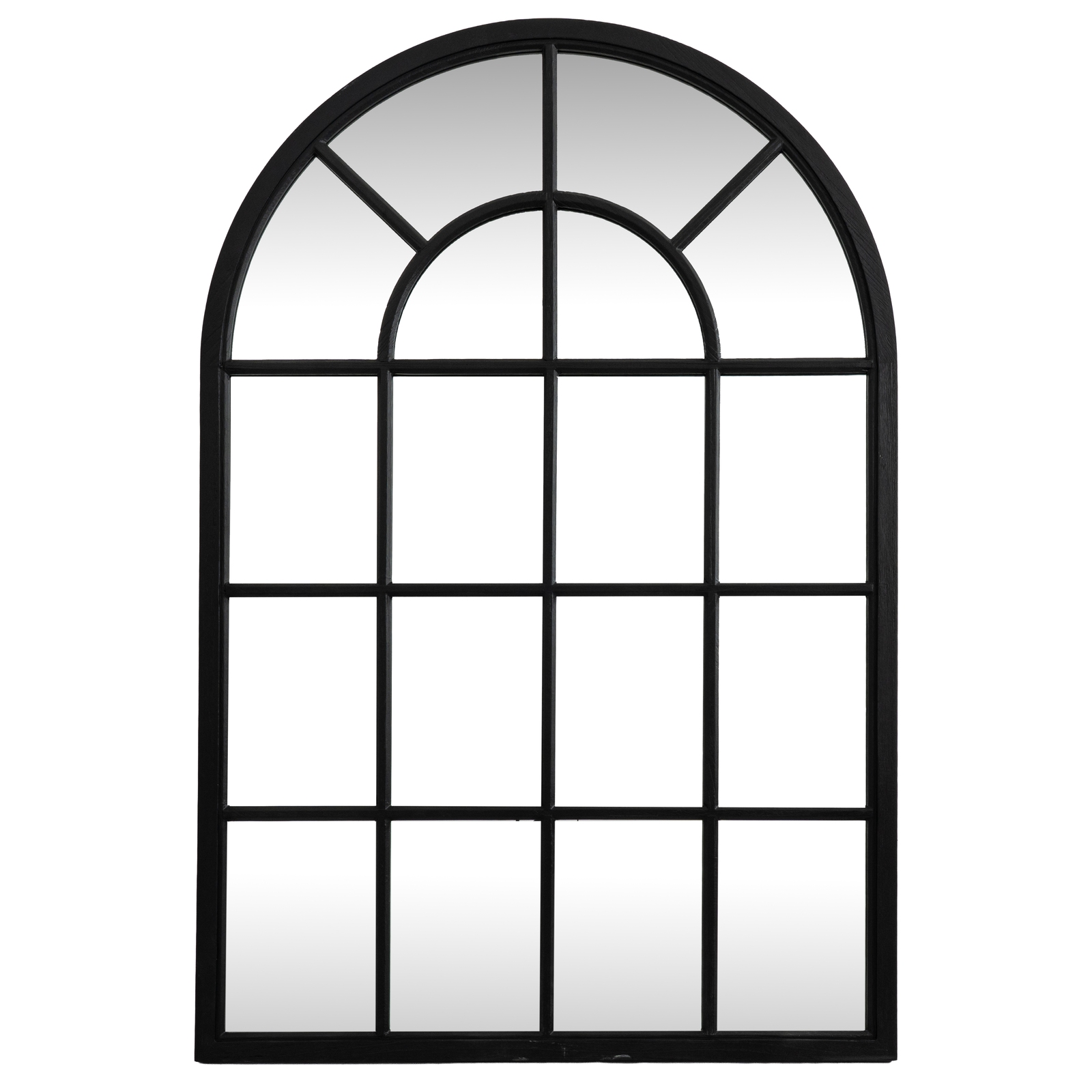 Black Wood Arched Window Mirror - Image 2