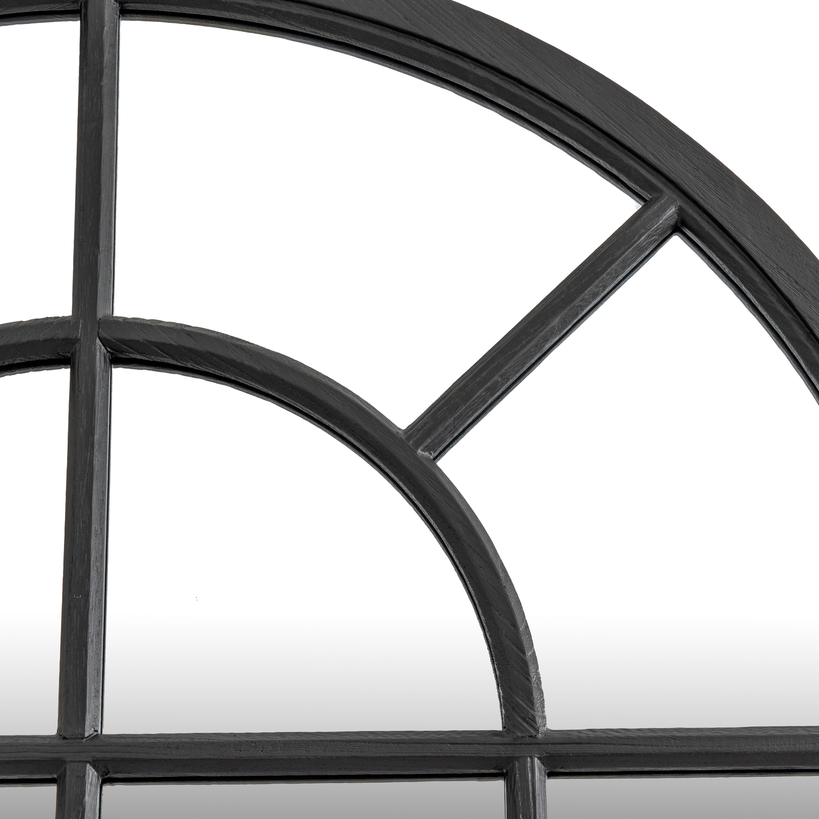 Black Wood Arched Window Mirror - Image 4