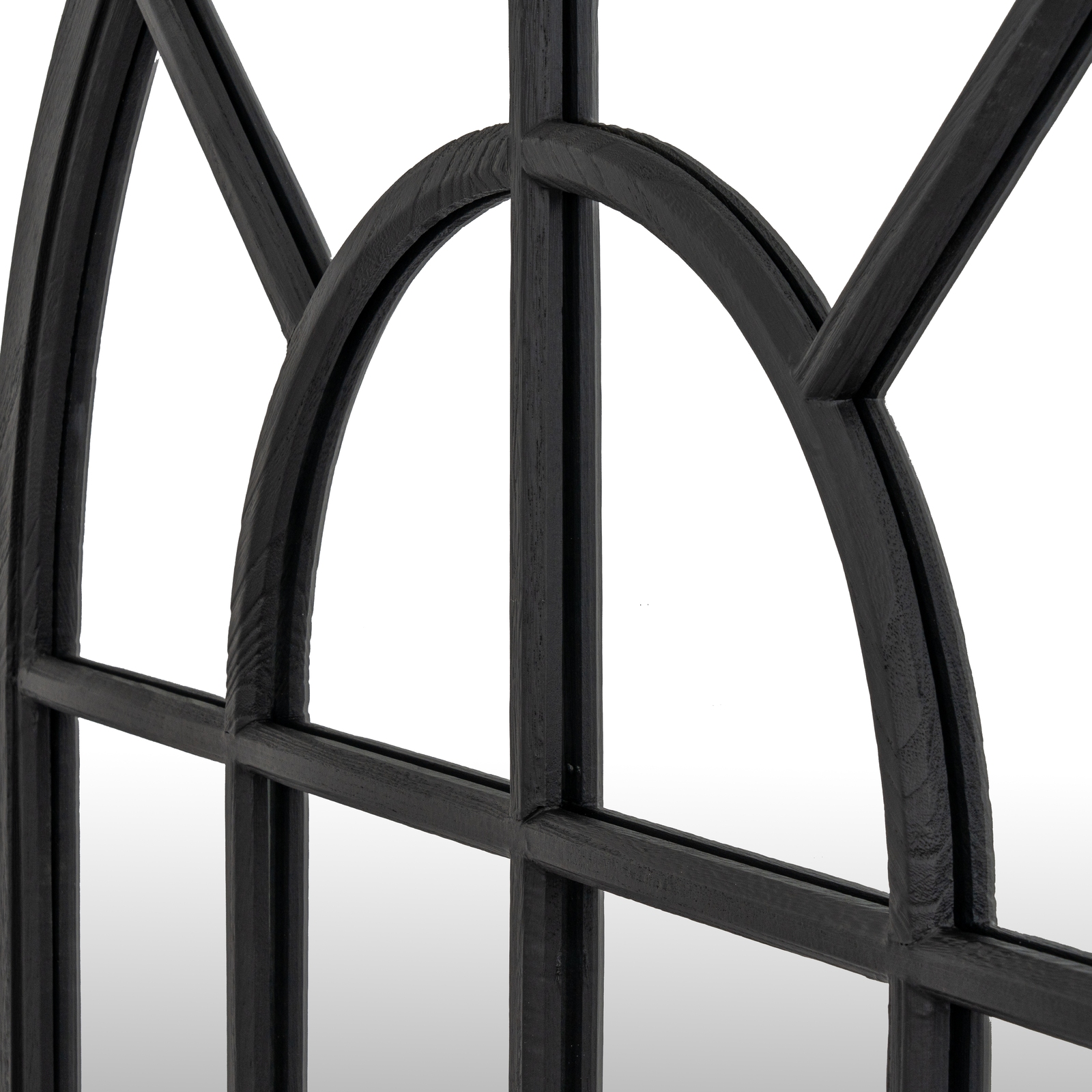 Black Wood Arched Window Mirror - Image 5