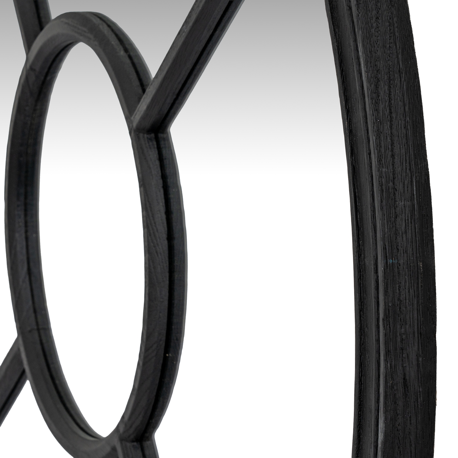 Black Wood Round Window Mirror - Image 2