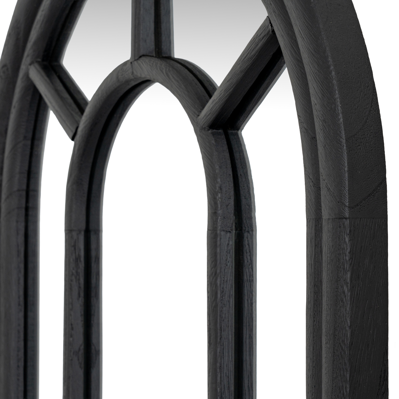 Black Wood Tall Arched Window Mirror - Image 3