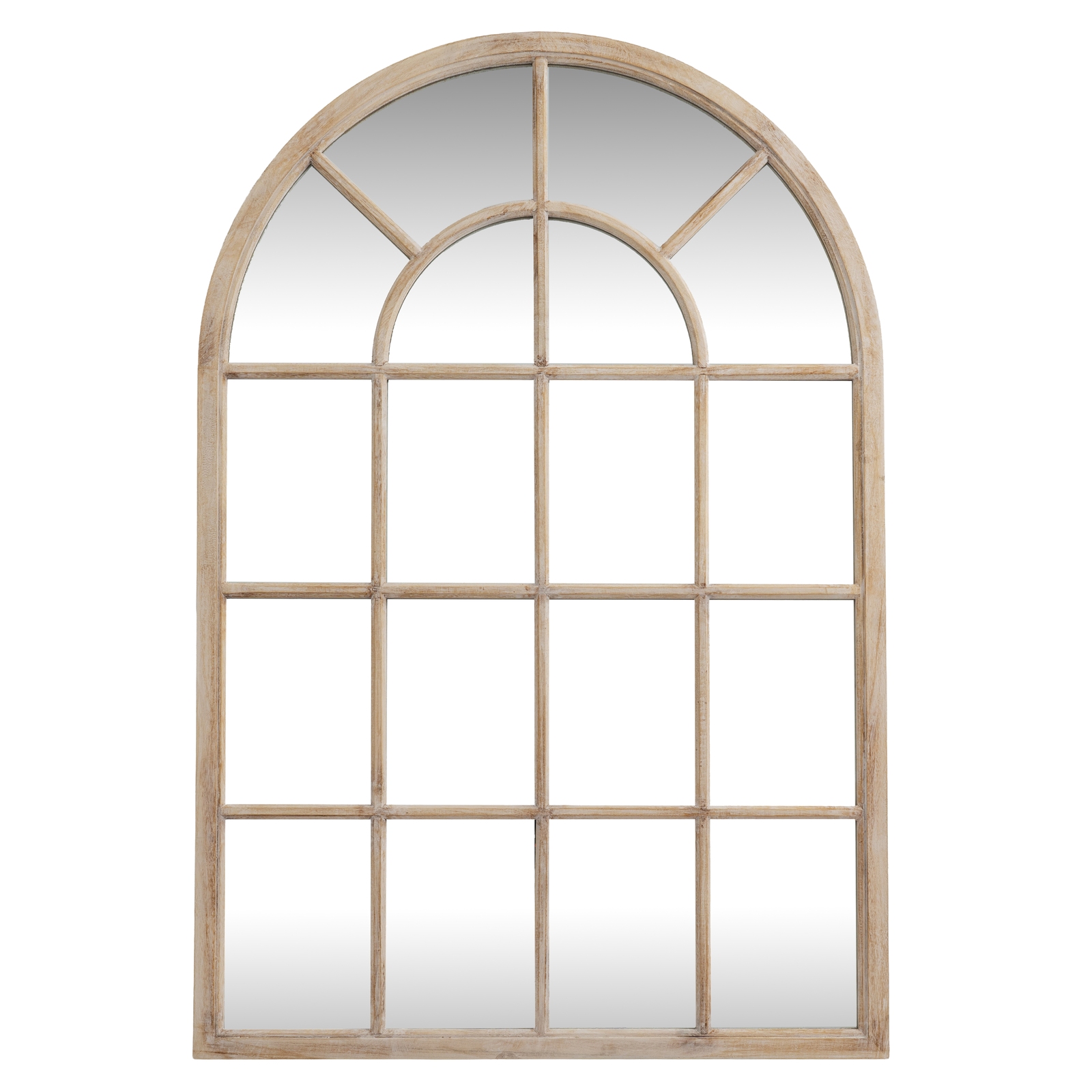 Washed Wood Arched Window Mirror - Image 2
