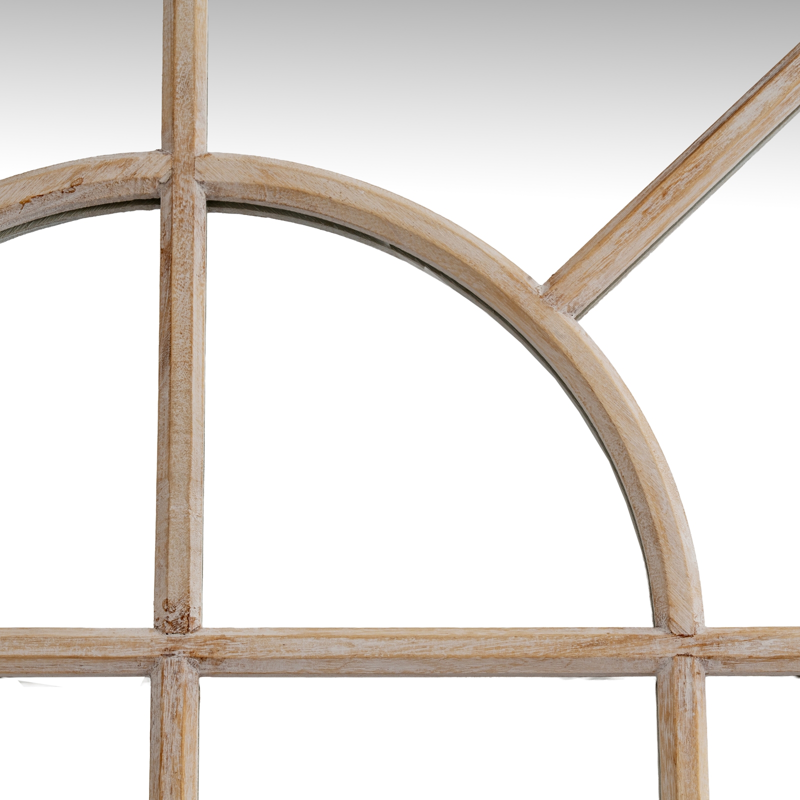 Washed Wood Arched Window Mirror - Image 4