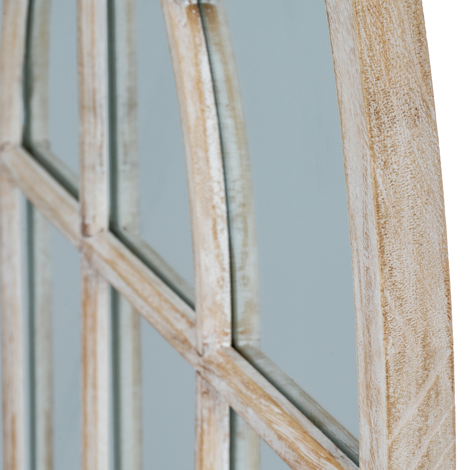 Washed Wood Arched Window Mirror - Image 5