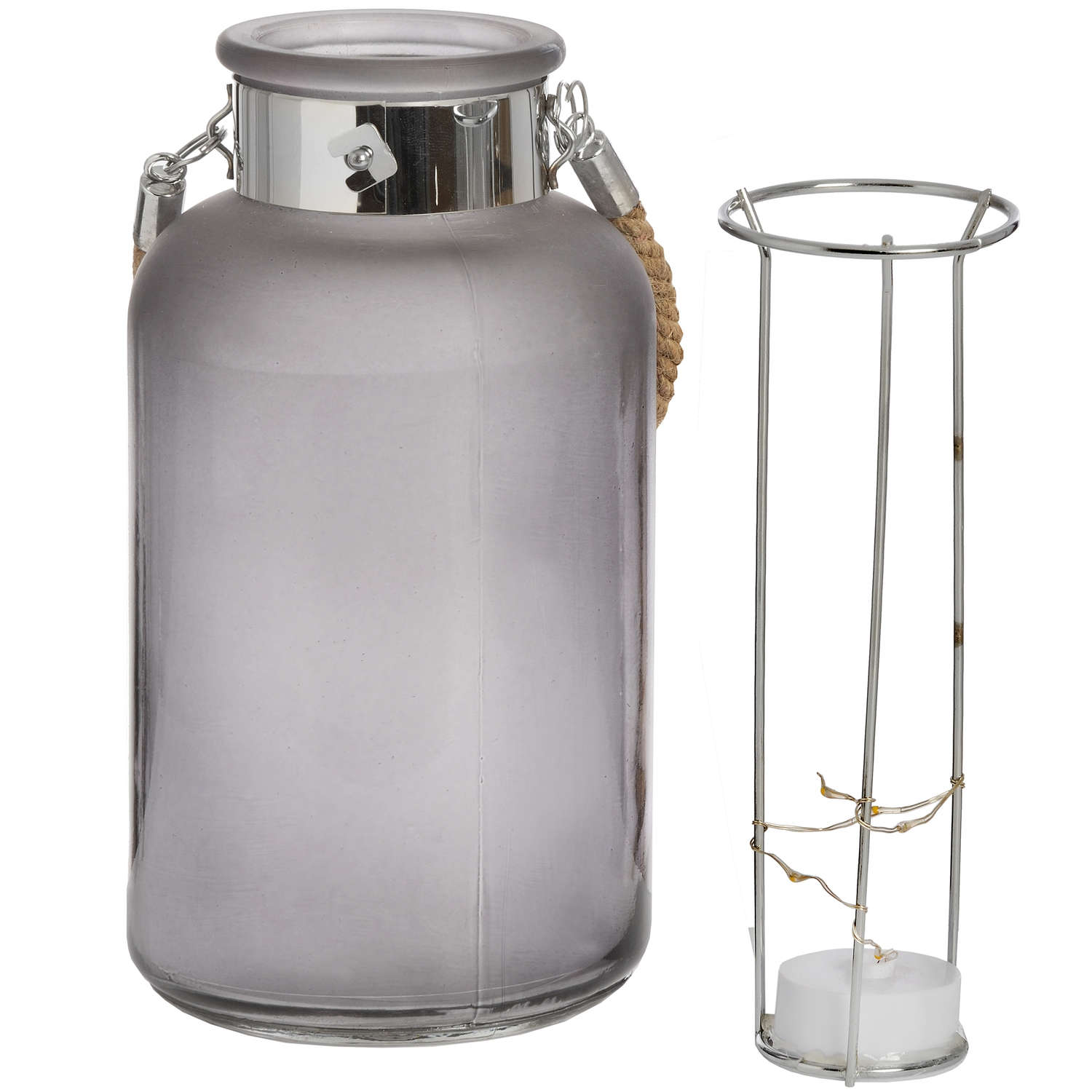 Frosted Grey Glass Lantern - Image 3