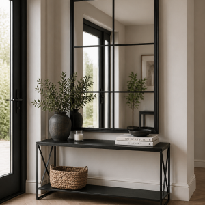 Black Wood XL Window Mirror