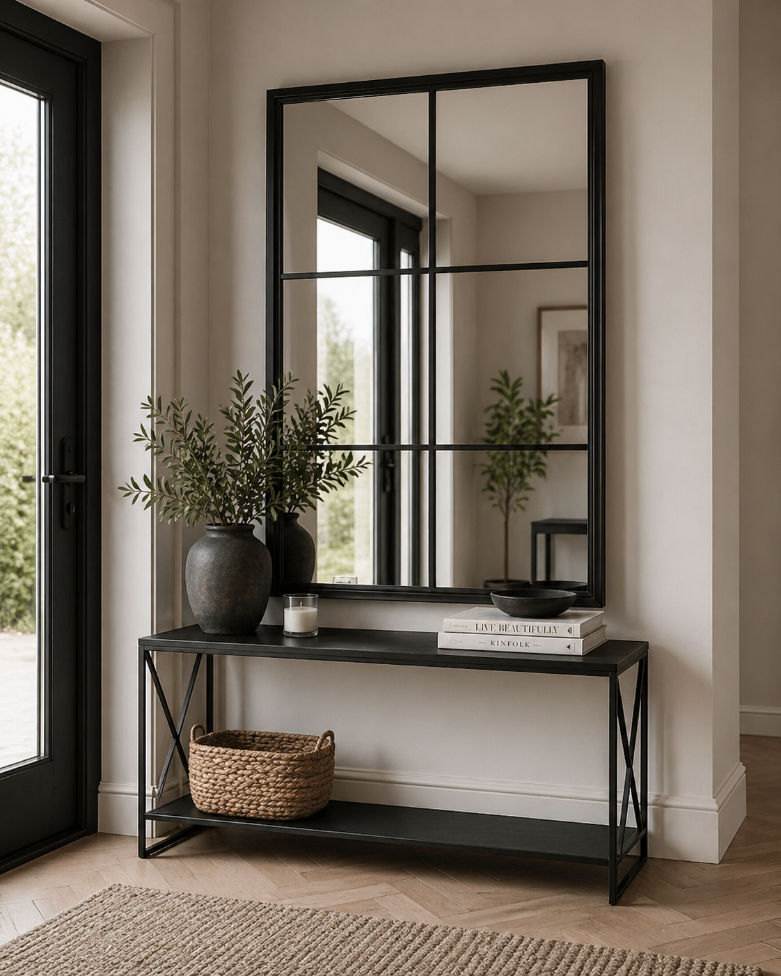 Black Wood XL Window Mirror