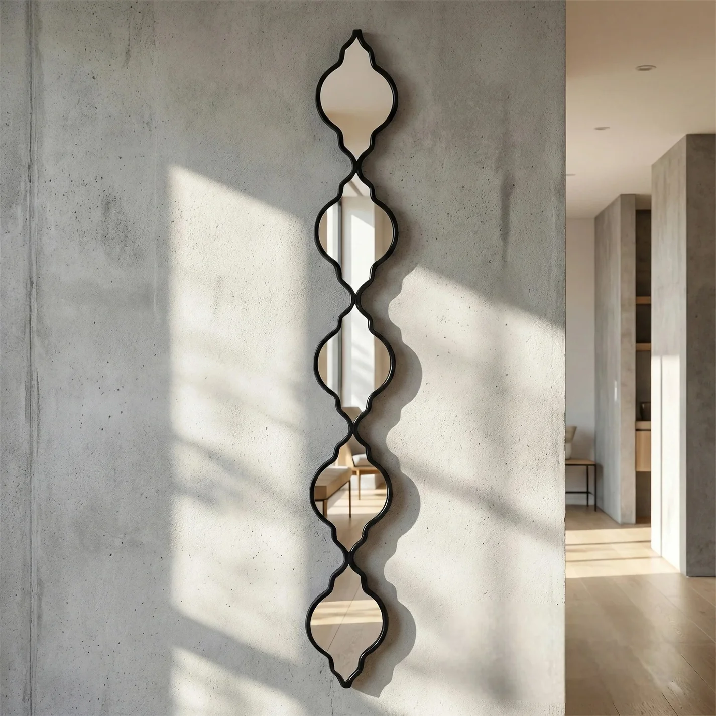 Black Quarterfoil Decorative Hanging Mirror