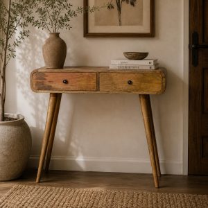 Oak-ish Curved Hallway Table