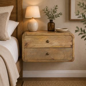 Oak-ish 2 Drawer Floating Bedside