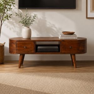 Chestnut Round Open Media Unit