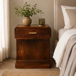 Chestnut T-Bar Rounded Bedside