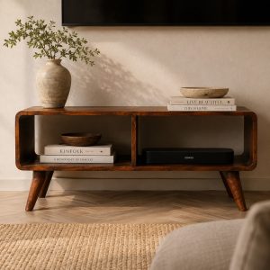Curved Chestnut Double Slot Media Unit