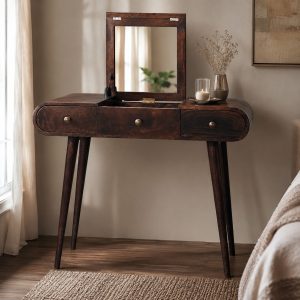 California Walnut Dressing Table with Foldable Mirror