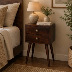 Mini 2 Drawer California Walnut Bedside