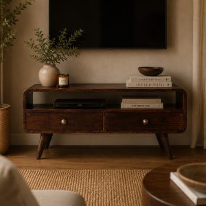 Curved California Walnut Media Unit