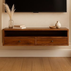 Lunar 2 Drawer Chestnut Wall Mounted Media Unit