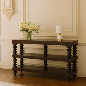 Spindle Shelf Console in Carbon Ash