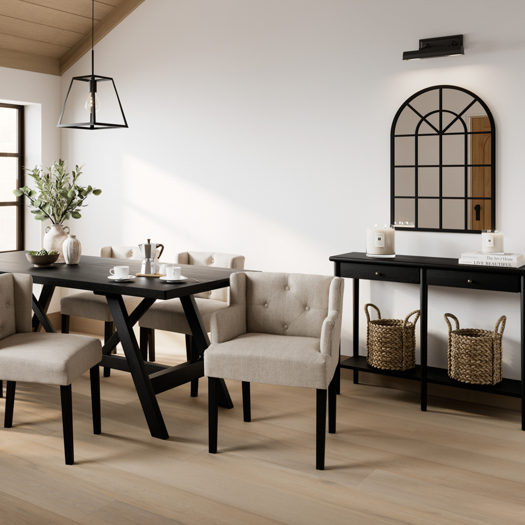 SHAY STONE WINGED DINING CHAIR WITH ARMS