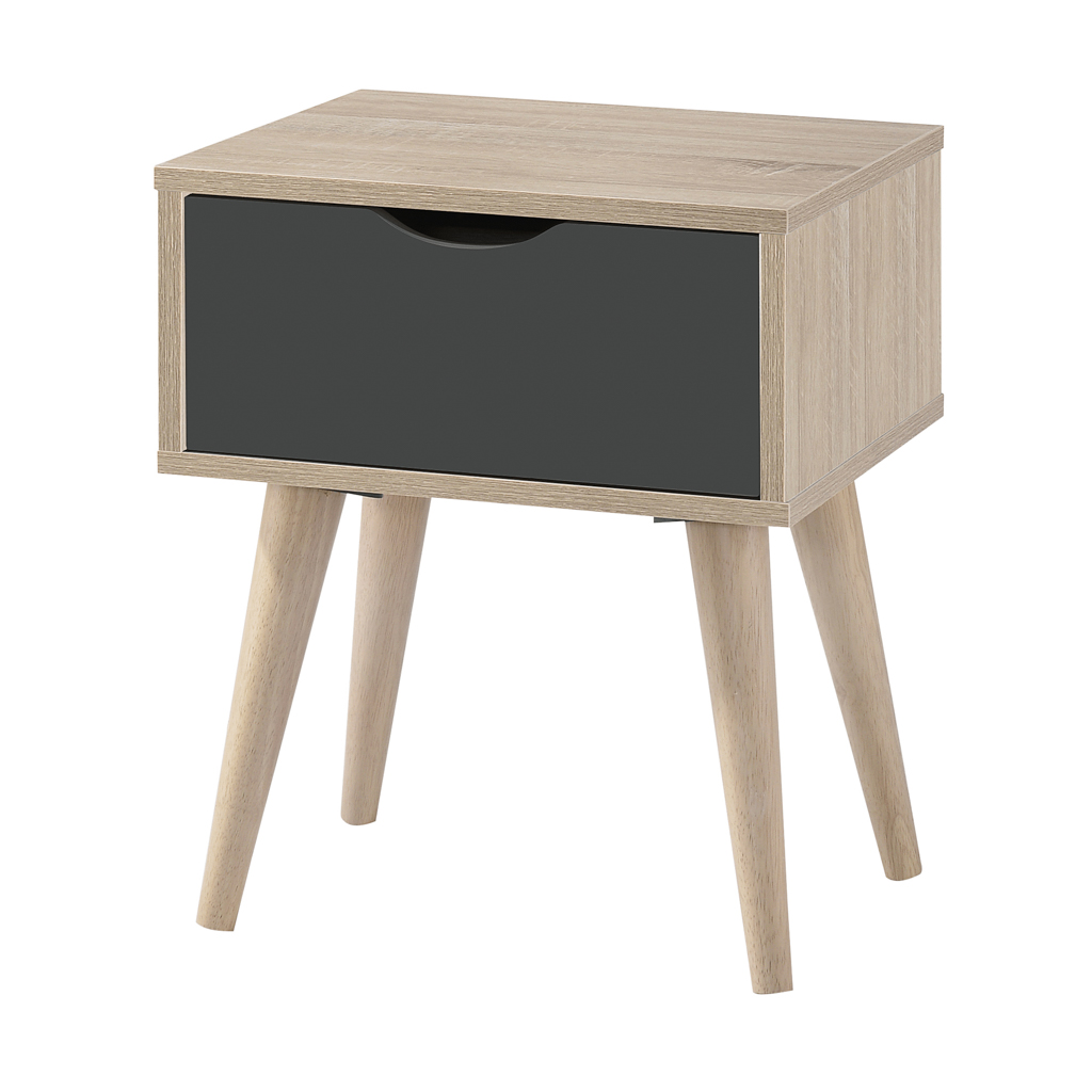 SCANDI OAK END TABLE GREY DRAWER - Image 3