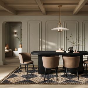 Rina Black Dining Table with 4 Nova Mole Chairs