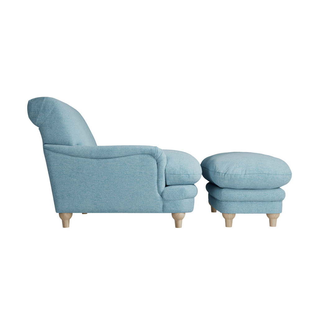 PLUMPTON FOOTSTOOL DUCK EGG BLUE WEAVE - Image 5