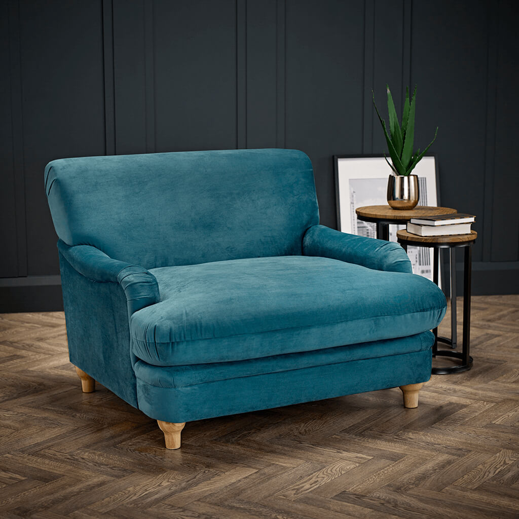 PLUMPTON CHAIR PEACOCK BLUE VELVET