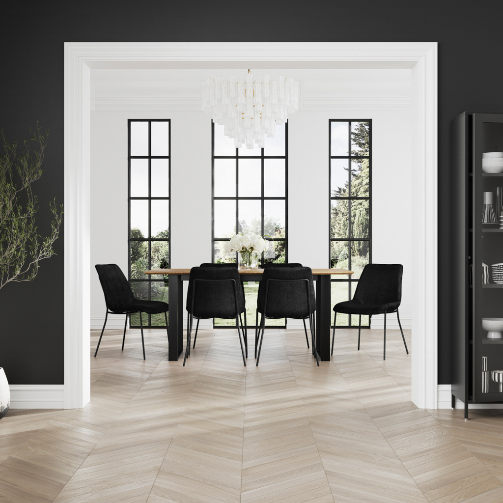 Antibes Black Dining Table 4 Carlo Black Chairs