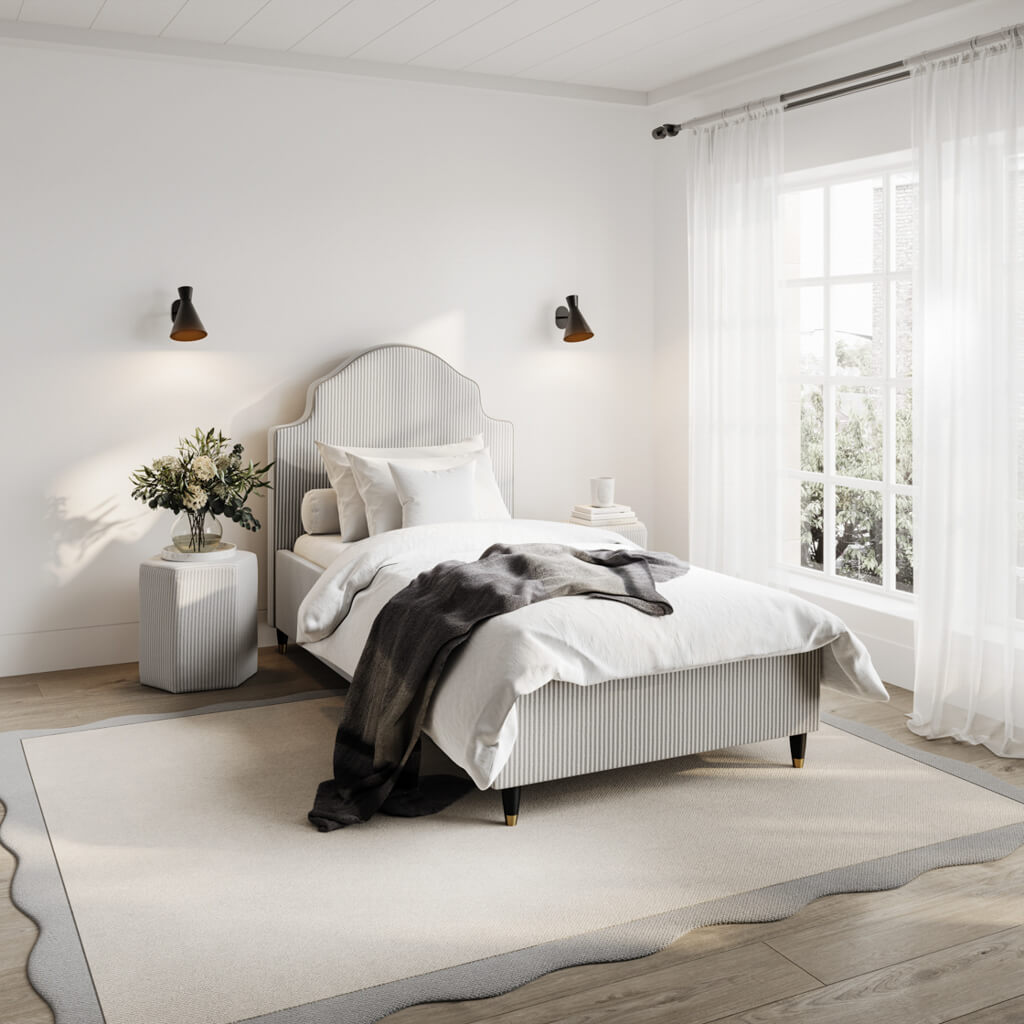 MONTEREY GREY THIN STRIPE SINGLE BED