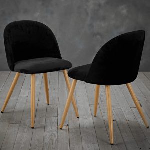 VENICE BLACK VELVET DINING CHAIRS (Set Of 2)