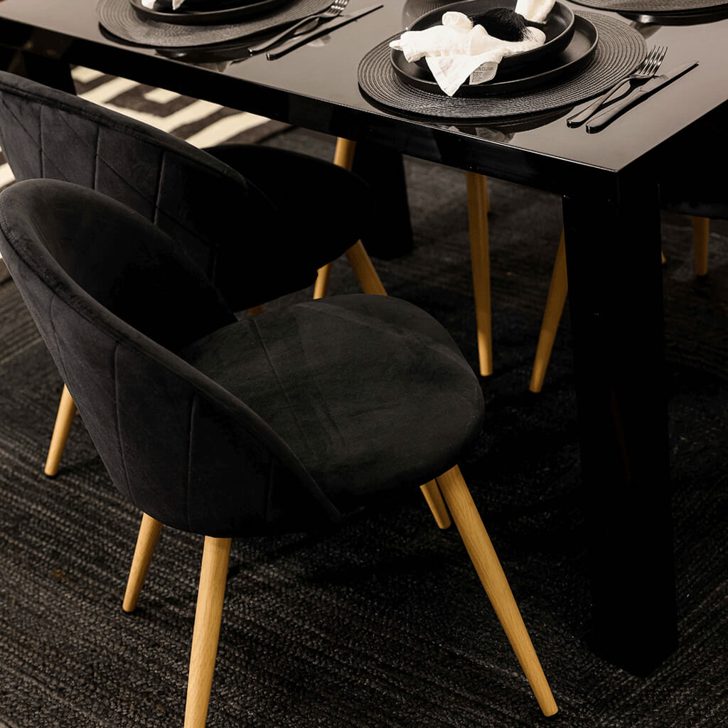 VENICE BLACK VELVET DINING CHAIRS (Set Of 2) - Image 2